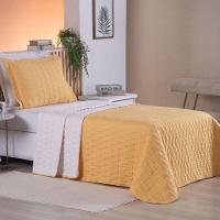 Cobre Leito 2 Peças Solteiro Percal 200 Fios Cristal 100% Poliéster - Amarelo - 4
