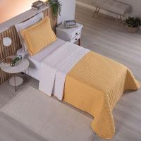 Cobre Leito 2 Peças Solteiro Percal 200 Fios Cristal 100% Poliéster - Amarelo - 2