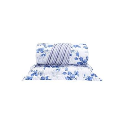 Cobre Leito 2 Peças Solteiro Percal 200 Fios Colori 100% Poliéster - Flores Azuis