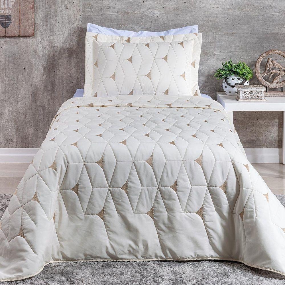 Cobre Leito 2 Peças Solteiro Percal 180 Fios Berlim 60% Algodão 40% Poliéster - Palha - 1