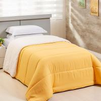 Coberdrom 1 Peça Solteiro Percal 200 Fios Com Sherpa Flupy 100% Poliéster - Amarelo - 1