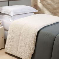 Coberdrom 1 Peça Solteiro Percal 200 Fios Com Sherpa Flupy 100% Poliéster - Chumbo - 3