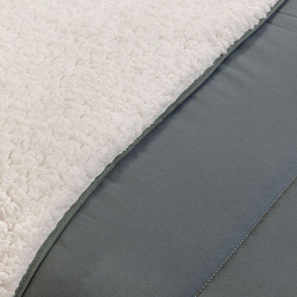 Coberdrom 1 Peça Queen Percal 200 Fios Com Sherpa Flupy 100% Poliéster - Chumbo - 3