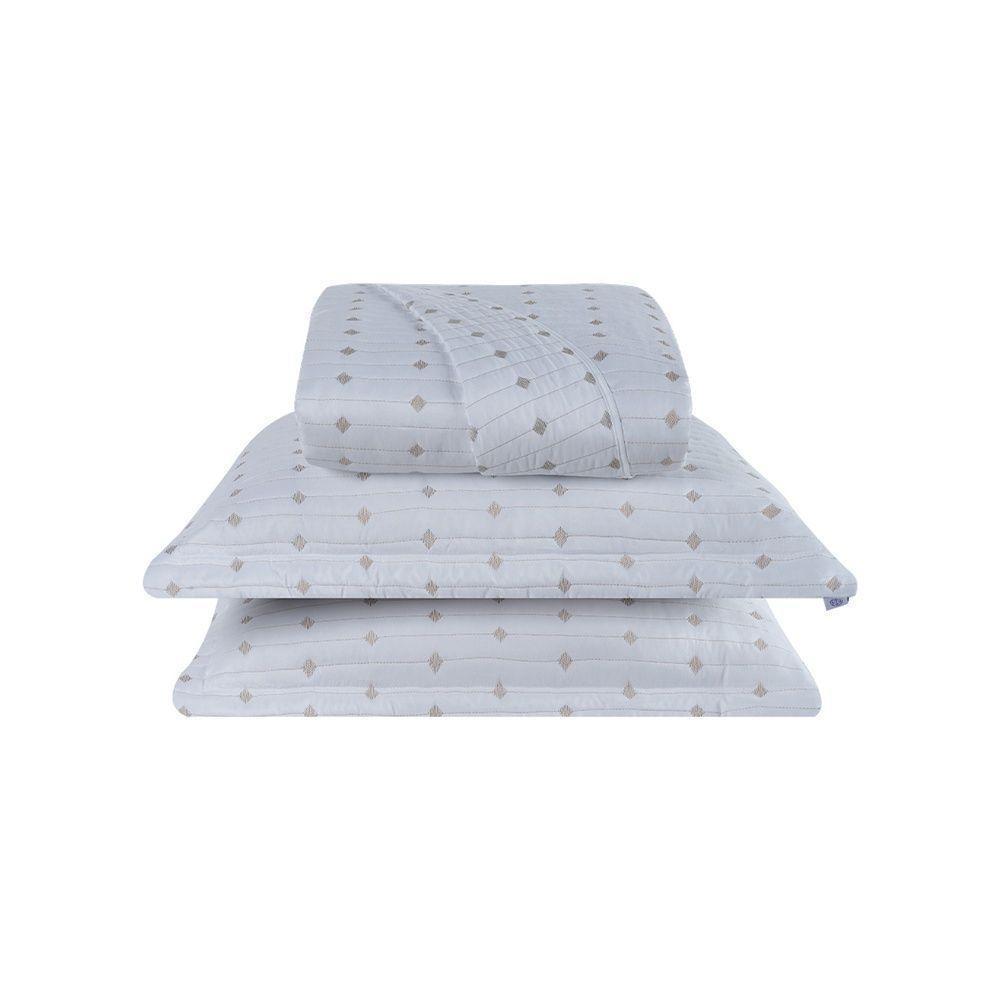 Cobre Leito 3 Peças Casal Percal 200 Fios Decor 100% Poliéster - Branco - 1