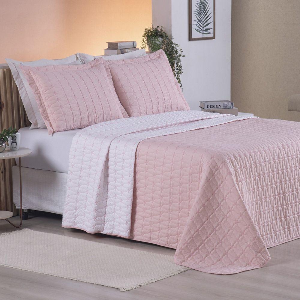 Cobre Leito 3 Peças Queen Percal 200 Fios Cristal 100% Poliéster - Rose - 5