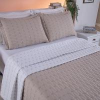 Cobre Leito 3 Peças Queen Percal 200 Fios Cristal 100% Poliéster - Avelã - 3