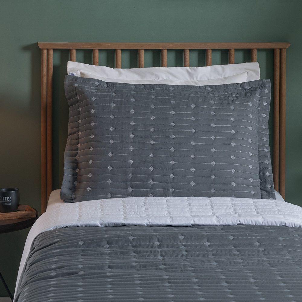 Cobre Leito 2 Peças Solteiro Percal 200 Fios Decor 100% Poliéster - Grafite - 3