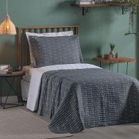 Cobre Leito 2 Peças Solteiro Percal 200 Fios Decor 100% Poliéster - Grafite - 2