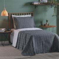 Cobre Leito 2 Peças Solteiro Percal 200 Fios Decor 100% Poliéster - Grafite