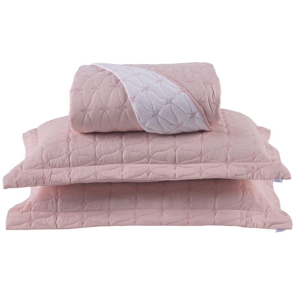 Cobre Leito 3 Peças King Percal 200 Fios Cristal 100% Poliéster - Rose - 1