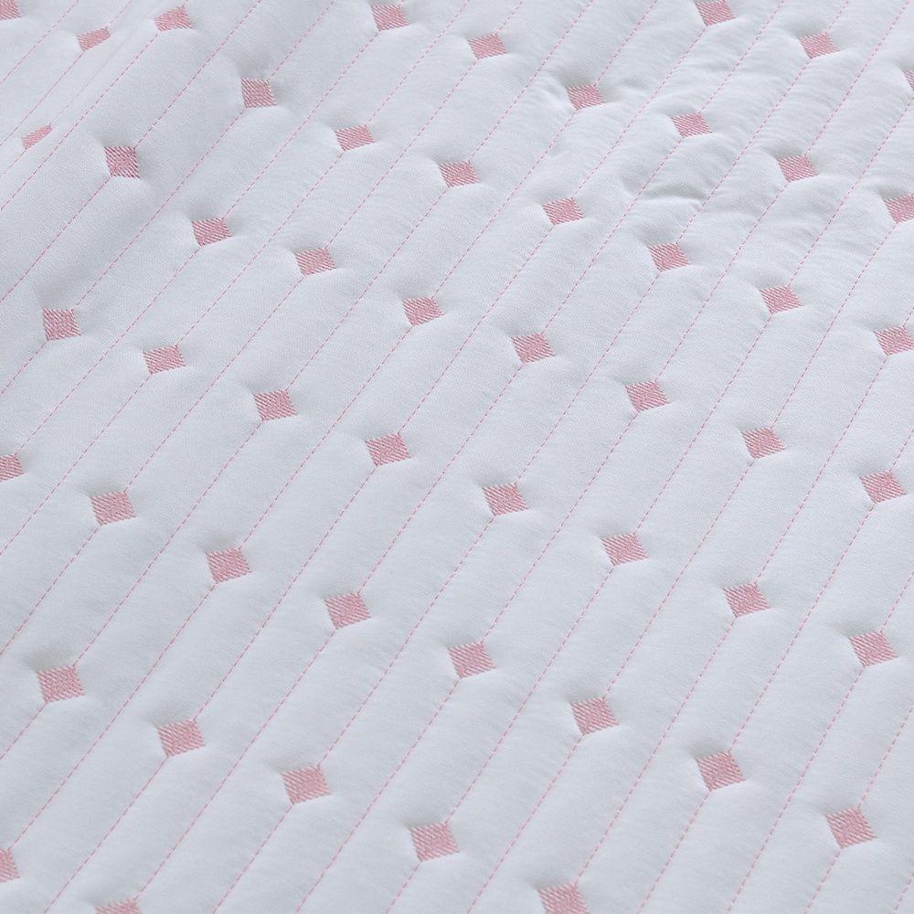 Cobre Leito 2 Peças Solteiro Percal 200 Fios Decor 100% Poliéster - Branco/pink - 2