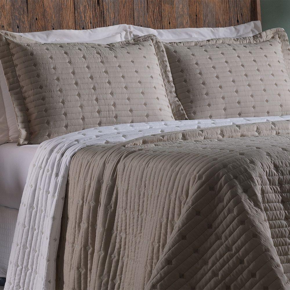 Cobre Leito 3 Peças Casal Percal 200 Fios Decor 100% Poliéster - Avelã - 4