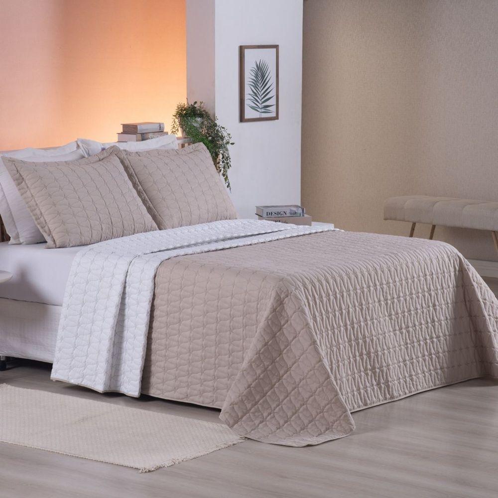 Cobre Leito 3 Peças King Percal 200 Fios Cristal 100% Poliéster - Avelã - 3