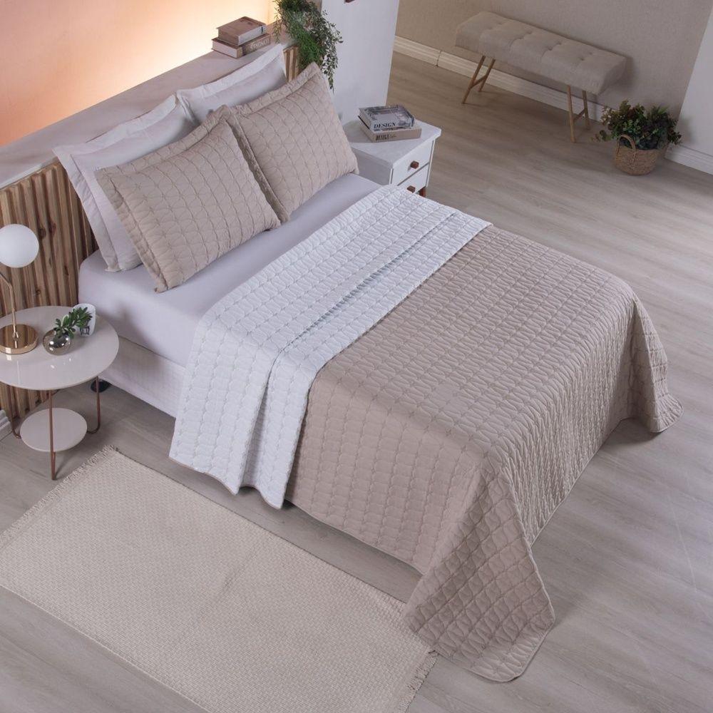 Cobre Leito 3 Peças King Percal 200 Fios Cristal 100% Poliéster - Avelã - 4