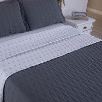 Cobre Leito 3 Peças King Percal 200 Fios Cristal 100% Poliéster - Grafite - 2