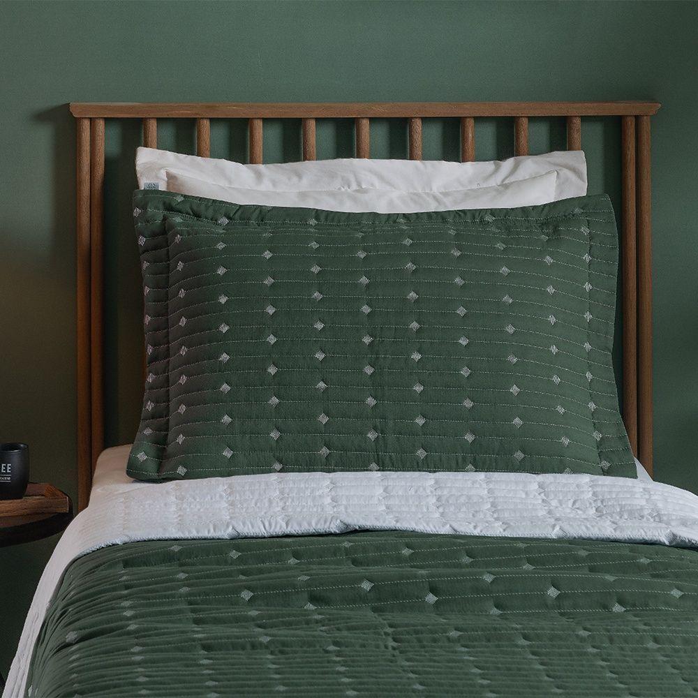 Cobre Leito 2 Peças Solteiro Percal 200 Fios Decor 100% Poliéster - Verde - 5