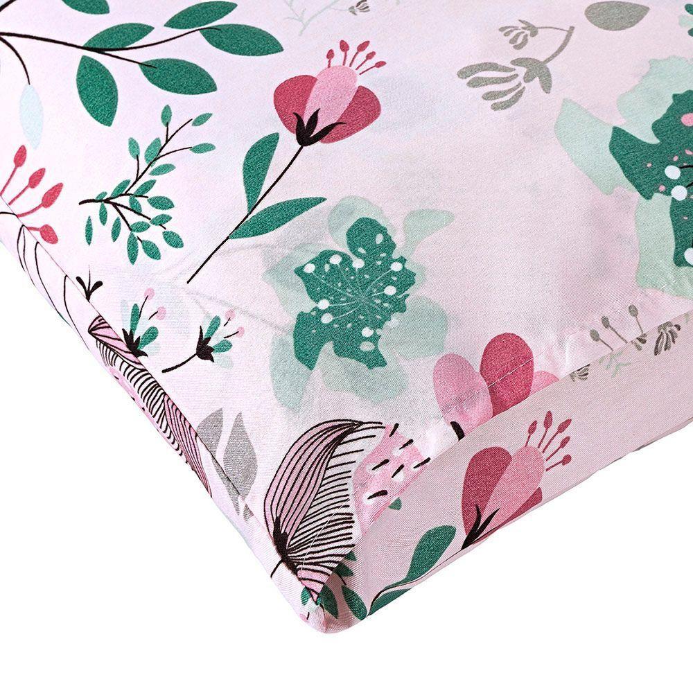 Jogo Cama Lençol Casa Scarpa Celi Queen Micropercal Estampado 200 Fios 3 Peças Bothanica Floral Rosa - 2