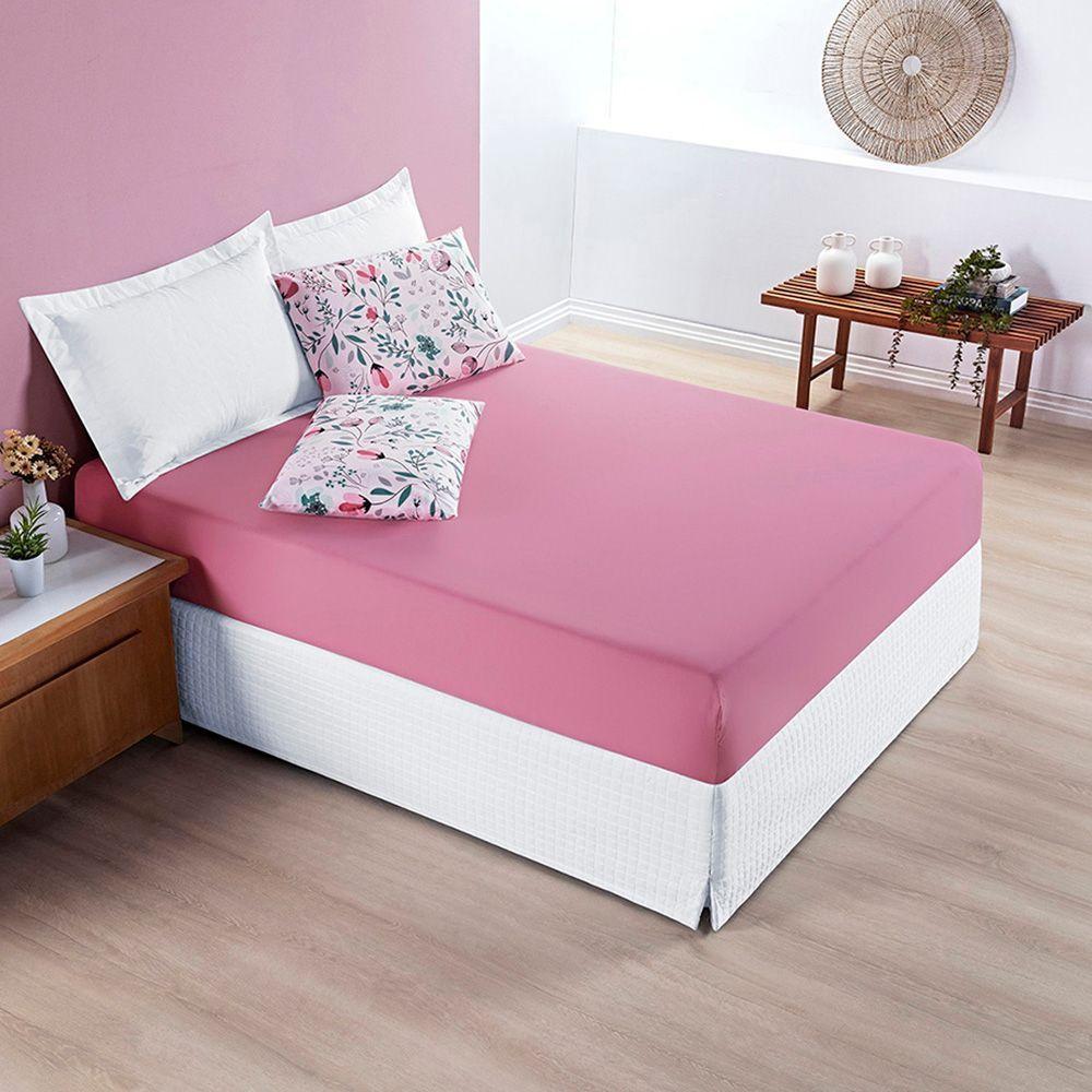Jogo Cama Lençol Casa Scarpa Celi Queen Micropercal Estampado 200 Fios 3 Peças Bothanica Floral Rosa - 3