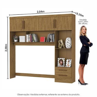 Guarda Roupa Casal Modulado Paris 4 Portas 2 Gavetas Cinamomo MDP Carioca Móveis