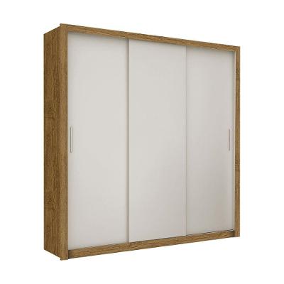 Guarda Roupa Casal Clarice 3 Portas de Correr 4 Gavetas Cinamomo-off White