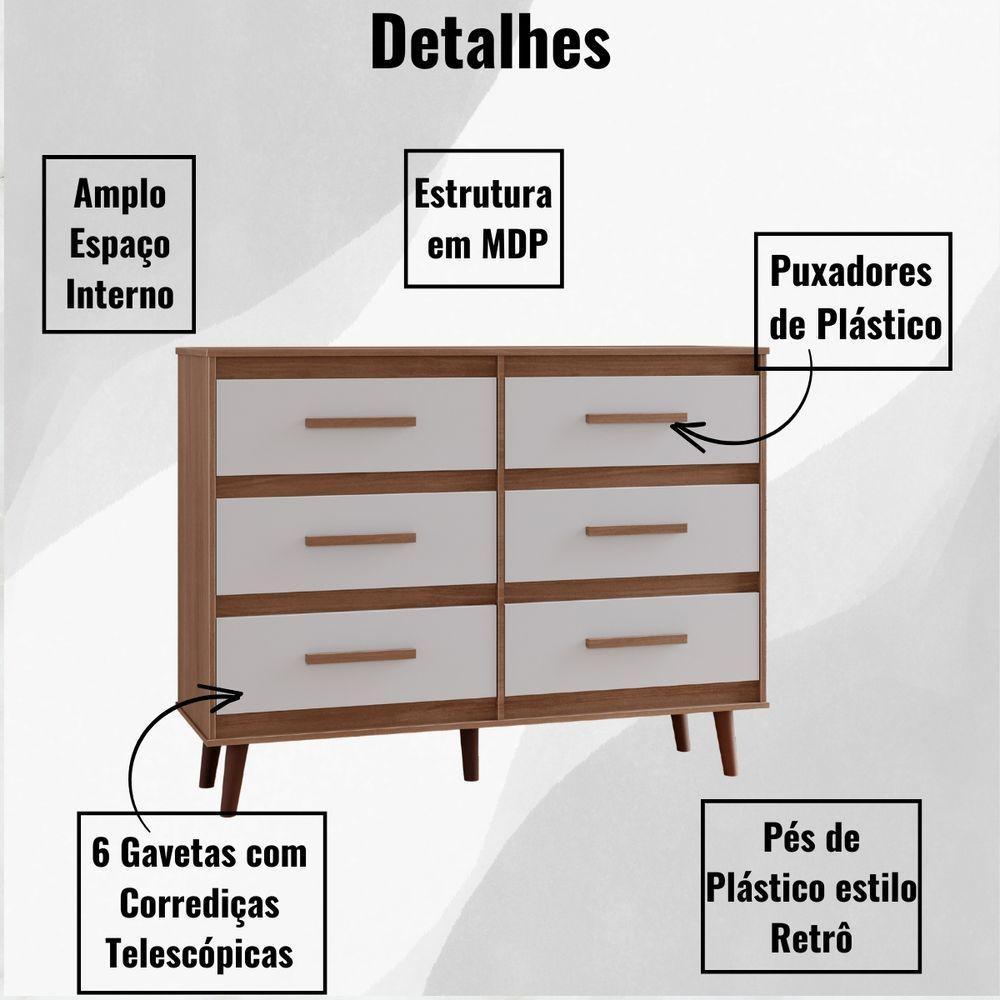 Cômoda Mila 6 Gavetas Savana Off White Moblis - 3