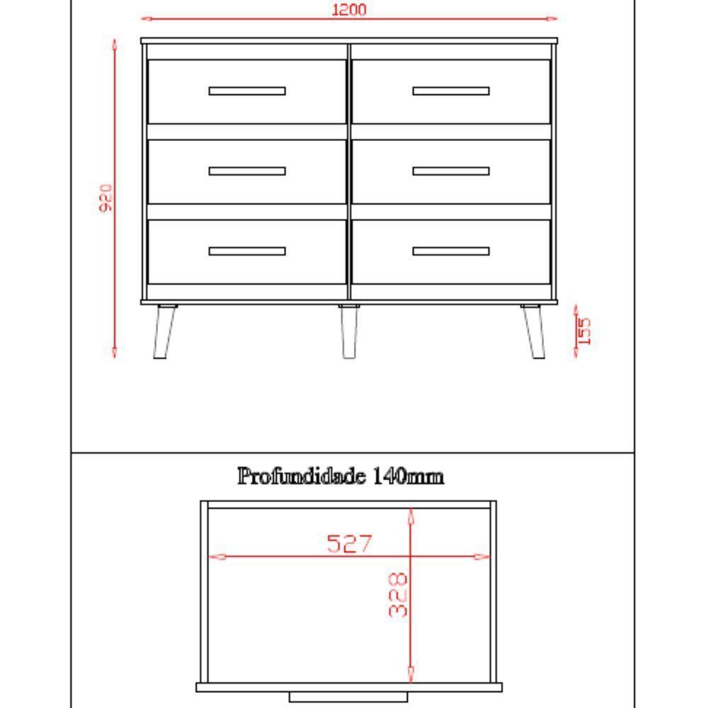 Cômoda Mila 6 Gavetas Savana Off White Moblis - 4