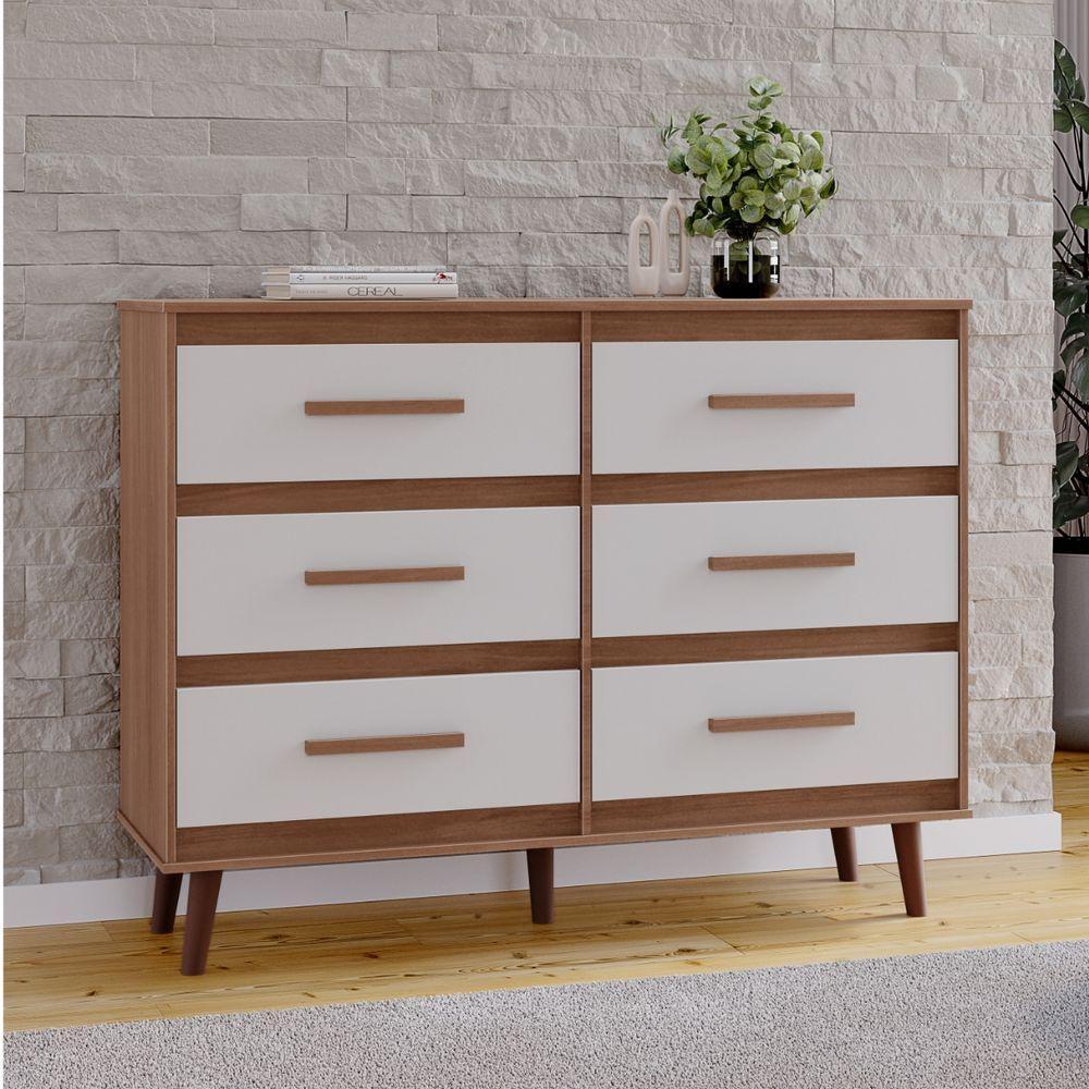 Cômoda Mila 6 Gavetas Savana Off White Moblis - 6