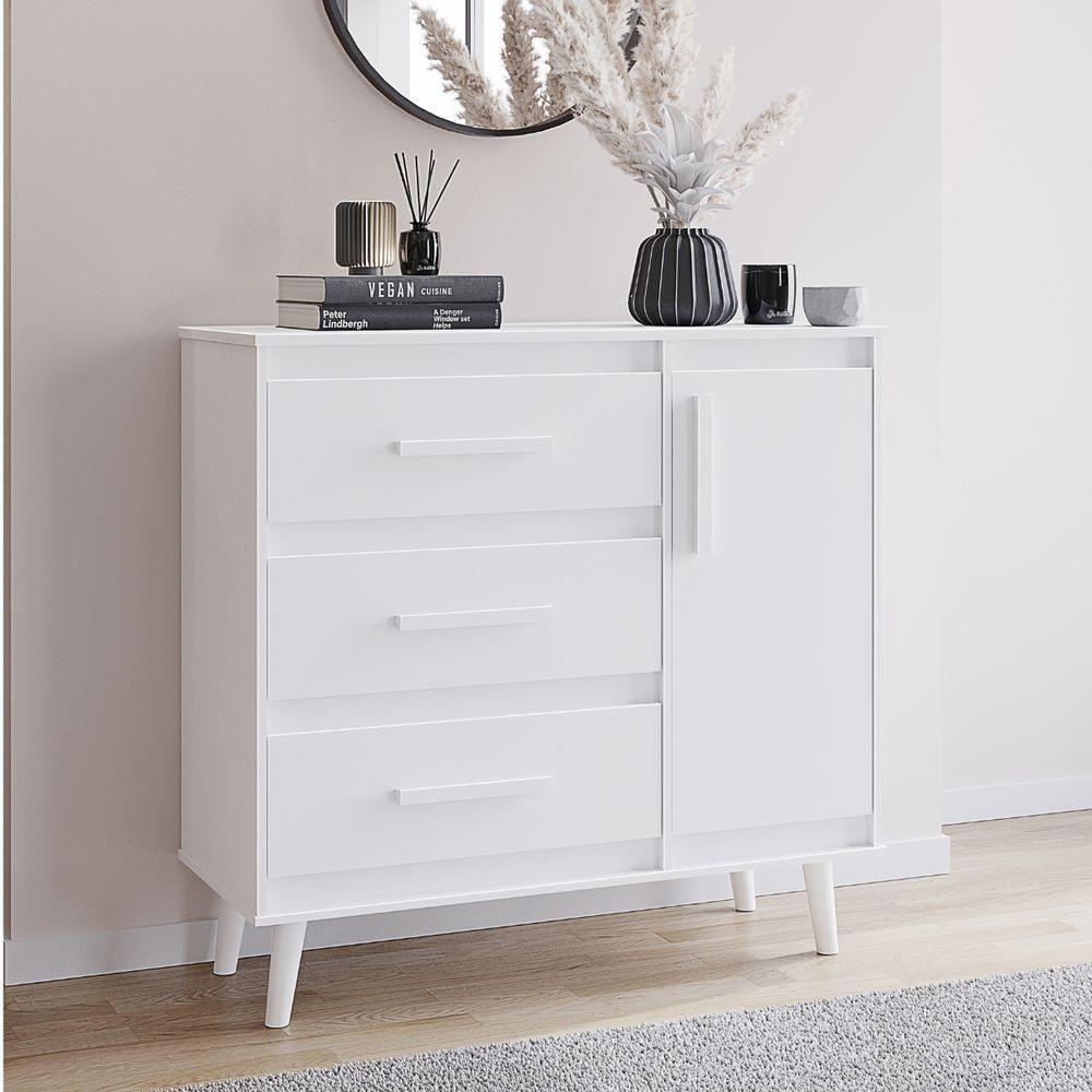 Cômoda Sapateira Mila 1 Porta 3 Gavetas Branco Moblis - 6