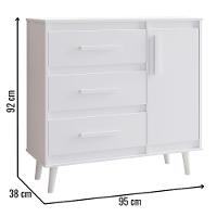 Cômoda Sapateira Mila 1 Porta 3 Gavetas Branco Moblis - 2