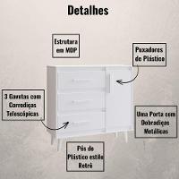 Cômoda Sapateira Mila 1 Porta 3 Gavetas Branco Moblis - 3