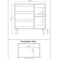 Cômoda Sapateira Mila 1 Porta 3 Gavetas Branco Moblis