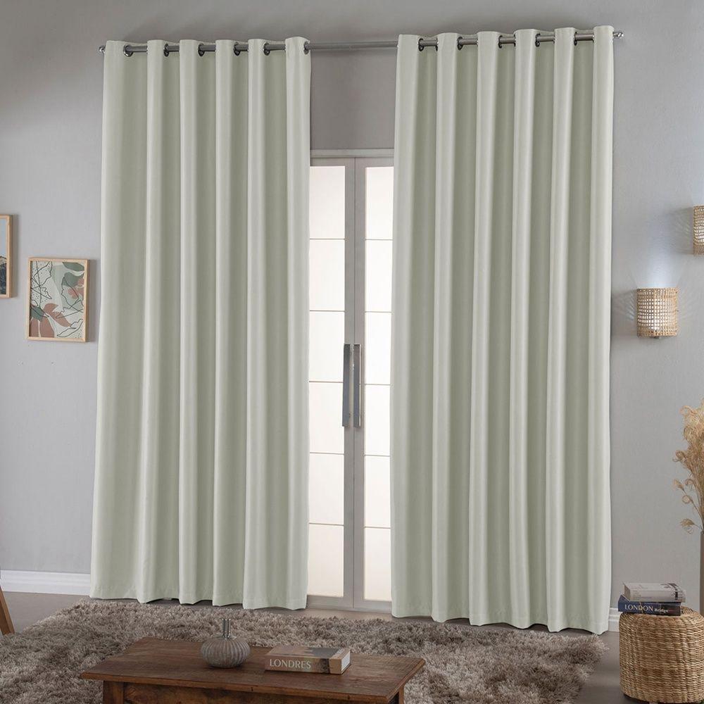 Cortina Blackout 4,00m X 2,70m Em Tecido Requinte 100% Poliéster - Palha - 1