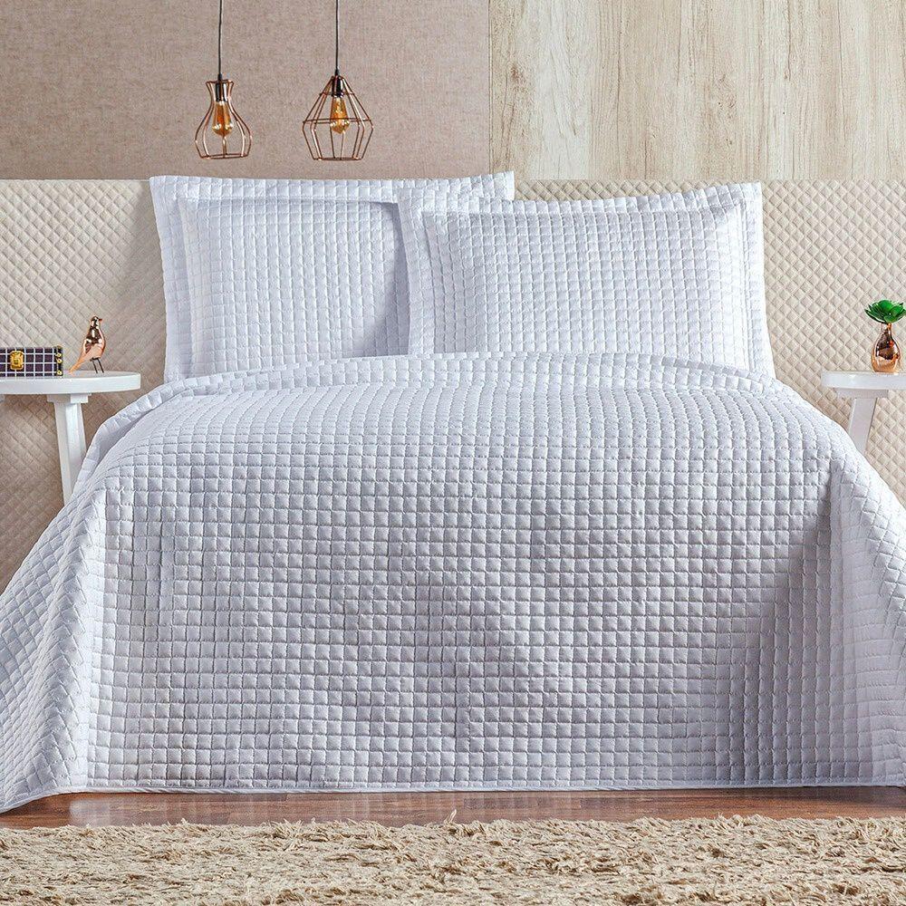 Cobre Leito 3 Peças Queen Percal 200 Fios Plata 100% Poliéster - Branco - 1