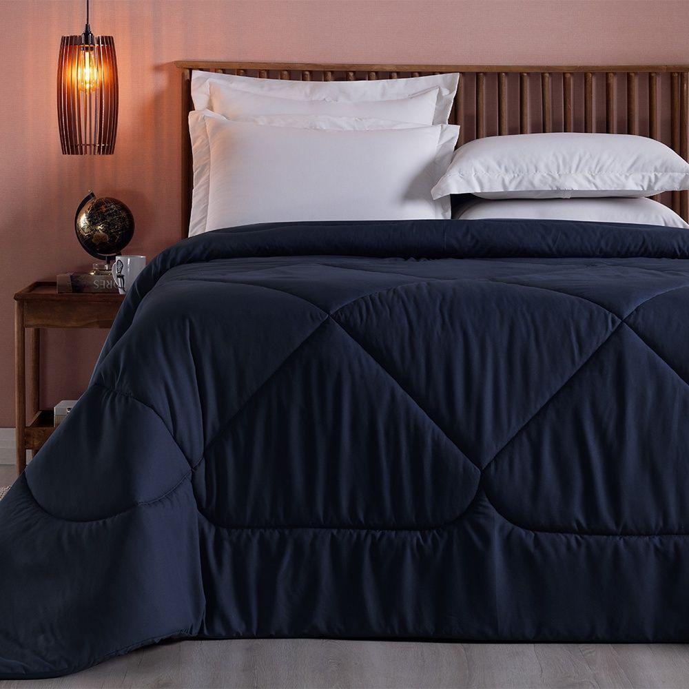 Edredom 1 Peça Queen Percal 200 Fios Unique 100% Poliéster - Azul Marinho - 2