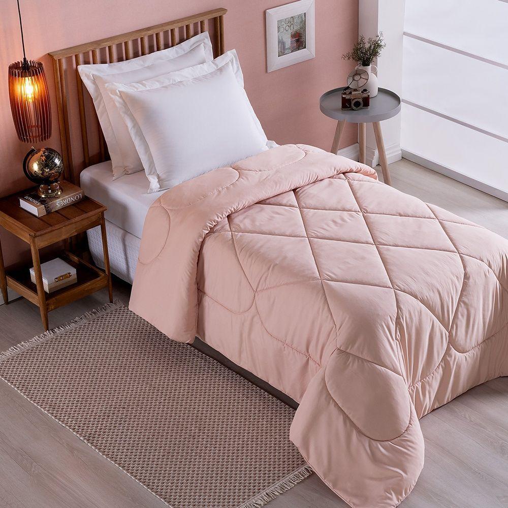 Edredom 1 Peça Solteiro Percal 200 Fios Unique 100% Poliéster - Rosê - 4
