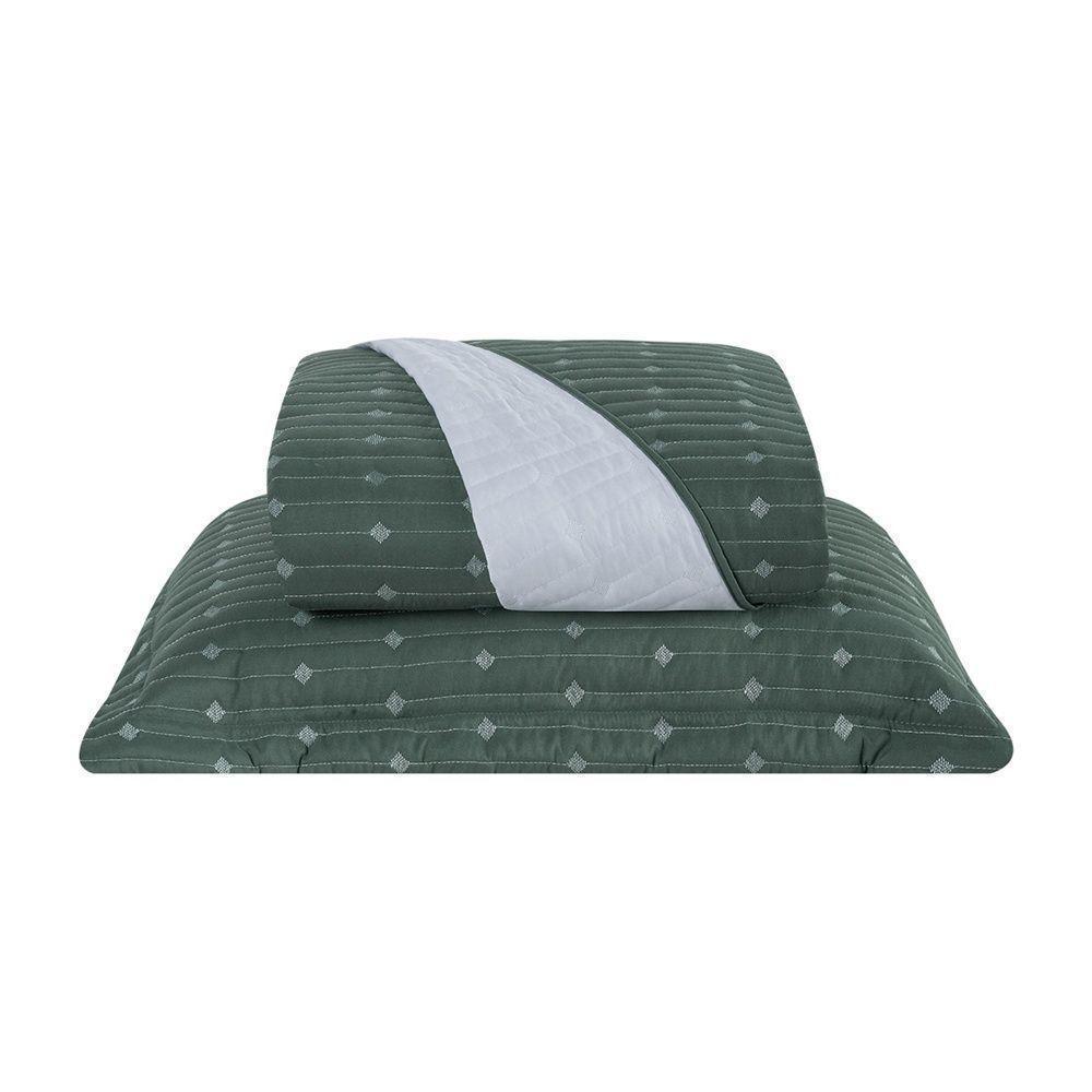 Cobre Leito 2 Peças Solteiro Percal 200 Fios Decor 100% Poliéster - Verde - 1