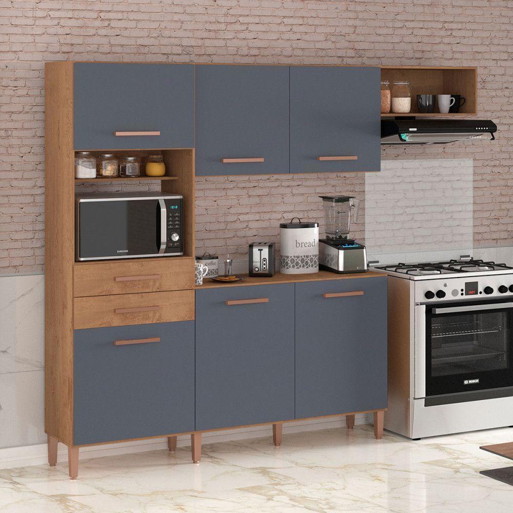 Cozinha Completa Salinas Top 6 Portas 2 Gav. Atualle Móveis Canelato Rustico/grafite Fosco - 2