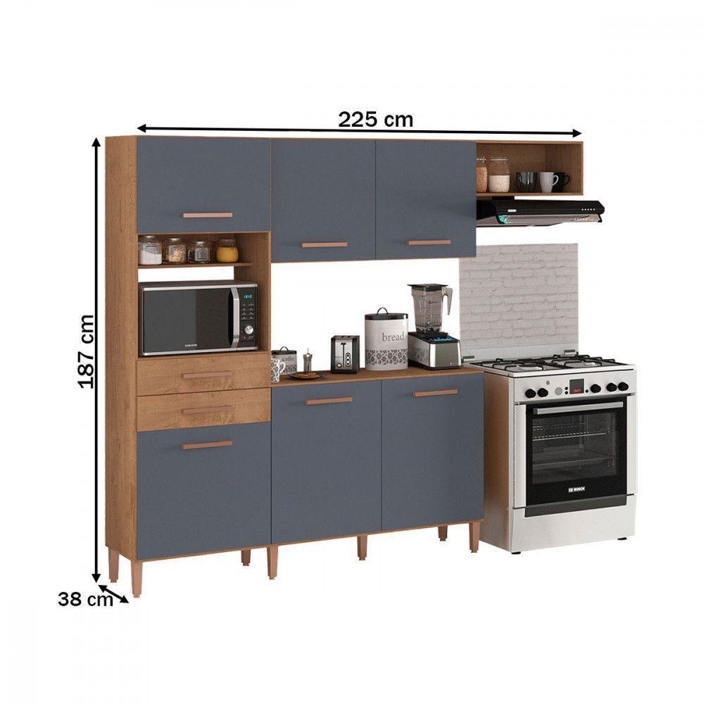 Cozinha Completa Salinas Top 6 Portas 2 Gav. Atualle Móveis Canelato Rustico/grafite Fosco - 4