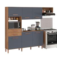 Cozinha Completa Salinas Top 6 Portas 2 Gav. Atualle Móveis Canelato Rustico/grafite Fosco - 1