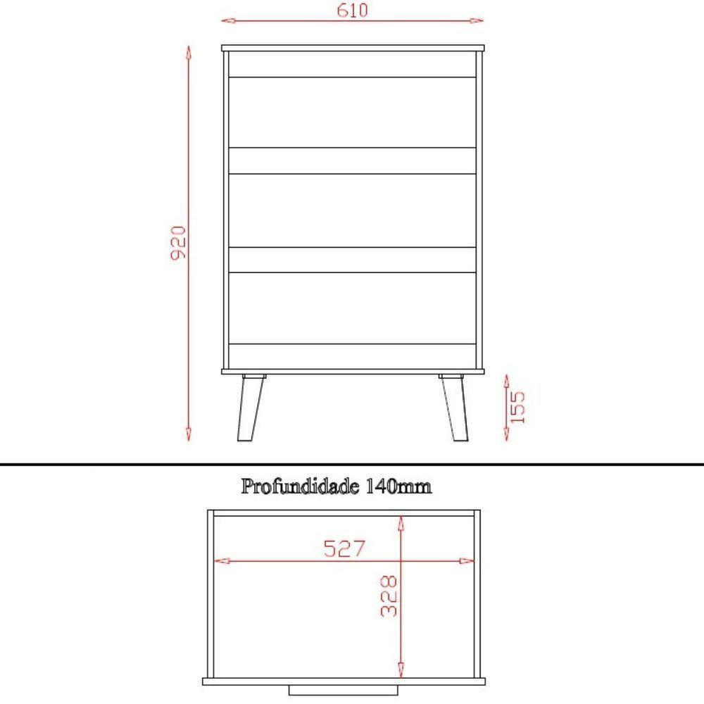 Cômoda Mila 3 Gavetas Branco Moblis - 4