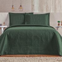 Cobre Leito 3 Peças Queen Percal 200 Fios Plata 100% Poliéster - Verde Militar - 1