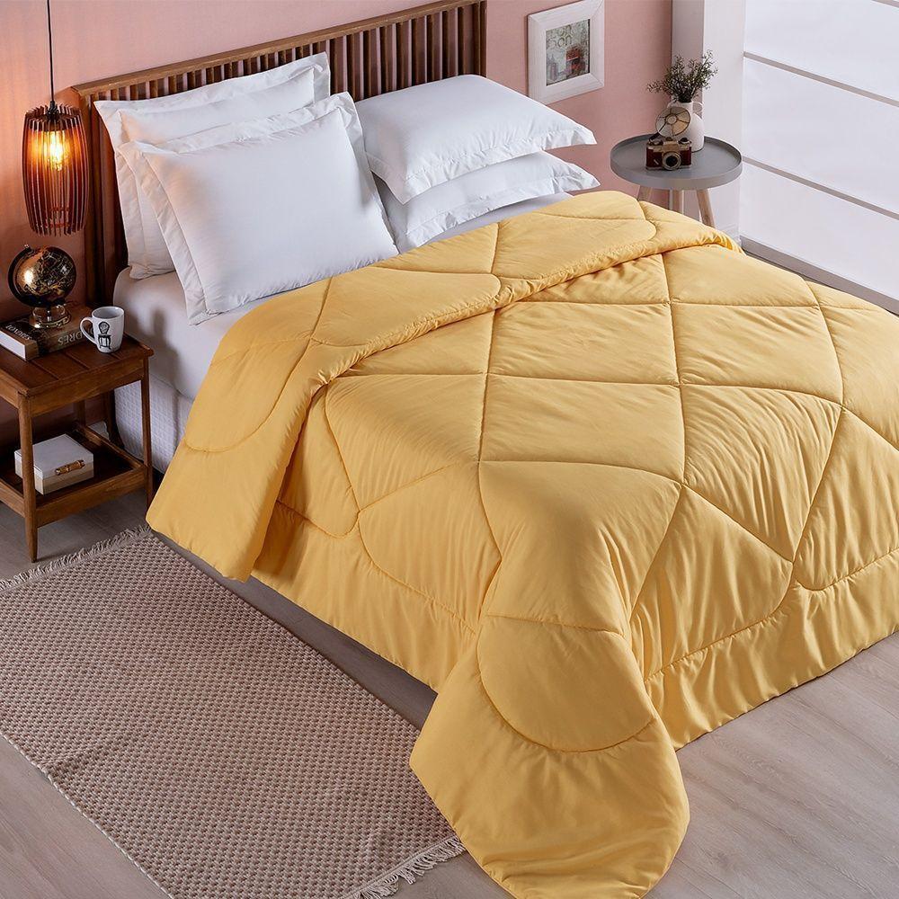 Edredom 1 Peça Queen Percal 200 Fios Unique 100% Poliéster - Amarelo - 3
