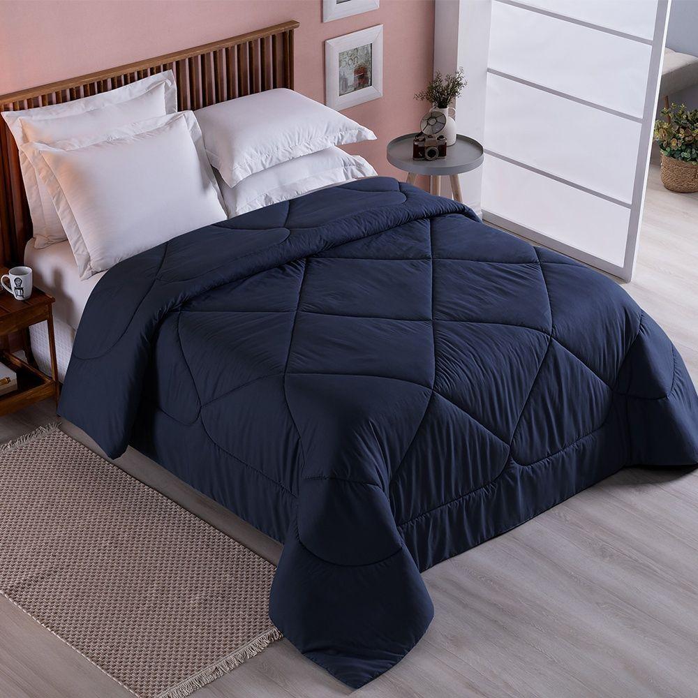 Edredom 1 Peça Queen Percal 200 Fios Unique 100% Poliéster - Azul Marinho - 4