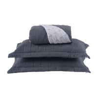 Cobre Leito 3 Peças Queen Percal 200 Fios Cristal 100% Poliéster - Grafite - 1