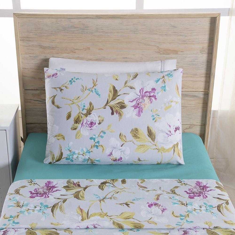 Jogo De Lençol 3 Peças Solteiro Percal 180 Fios Homme 60% Algodão 40% Poliéster - Vivace Cinza - 3