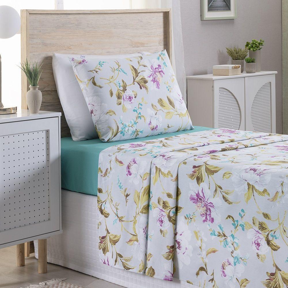 Jogo De Lençol 3 Peças Solteiro Percal 180 Fios Homme 60% Algodão 40% Poliéster - Vivace Cinza - 6