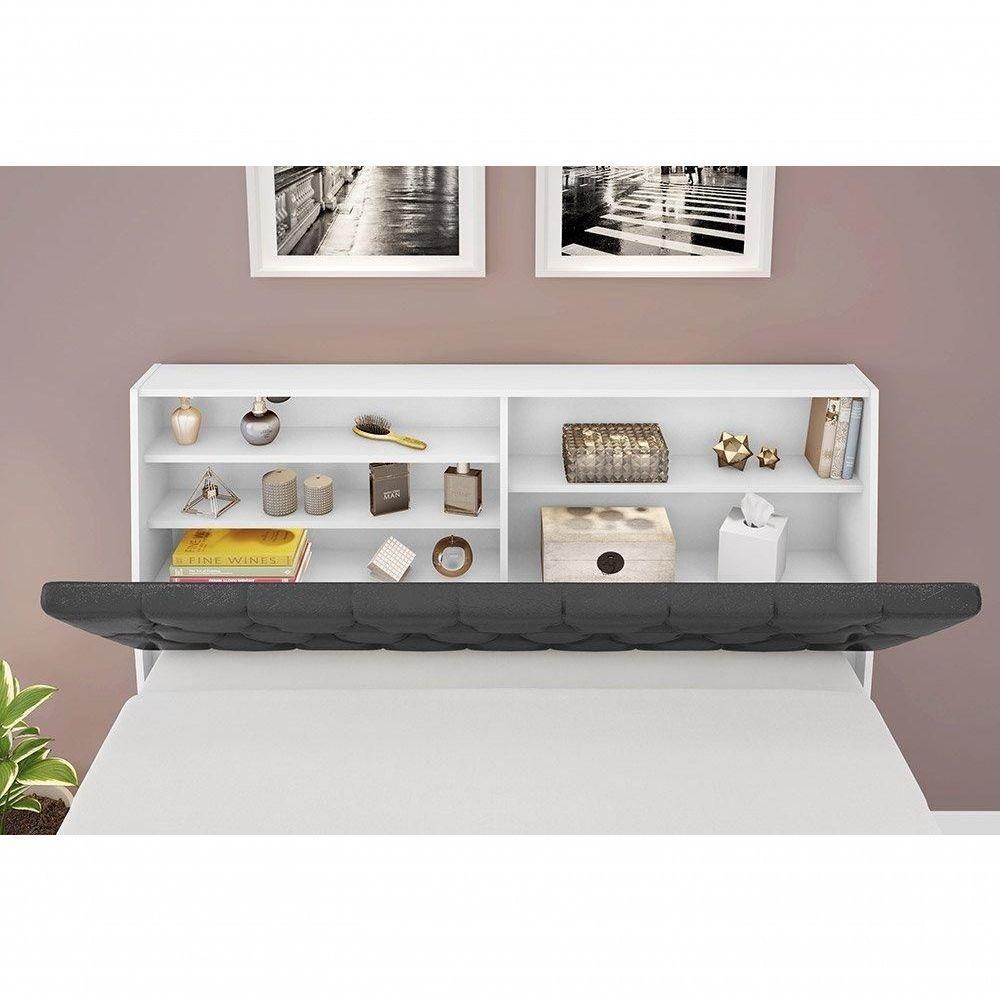 Cabeceira Box Queen 1,58 Isis Branco Com Painel Class Preto - Framar Móveis - 3