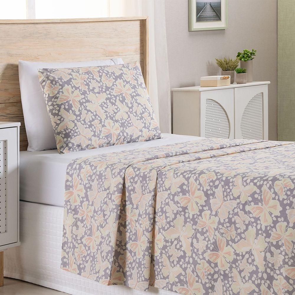 Jogo De Lençol 3 Peças Solteiro Percal 180 Fios Homme 60% Algodão 40% Poliéster - Peplum Salmão - 4