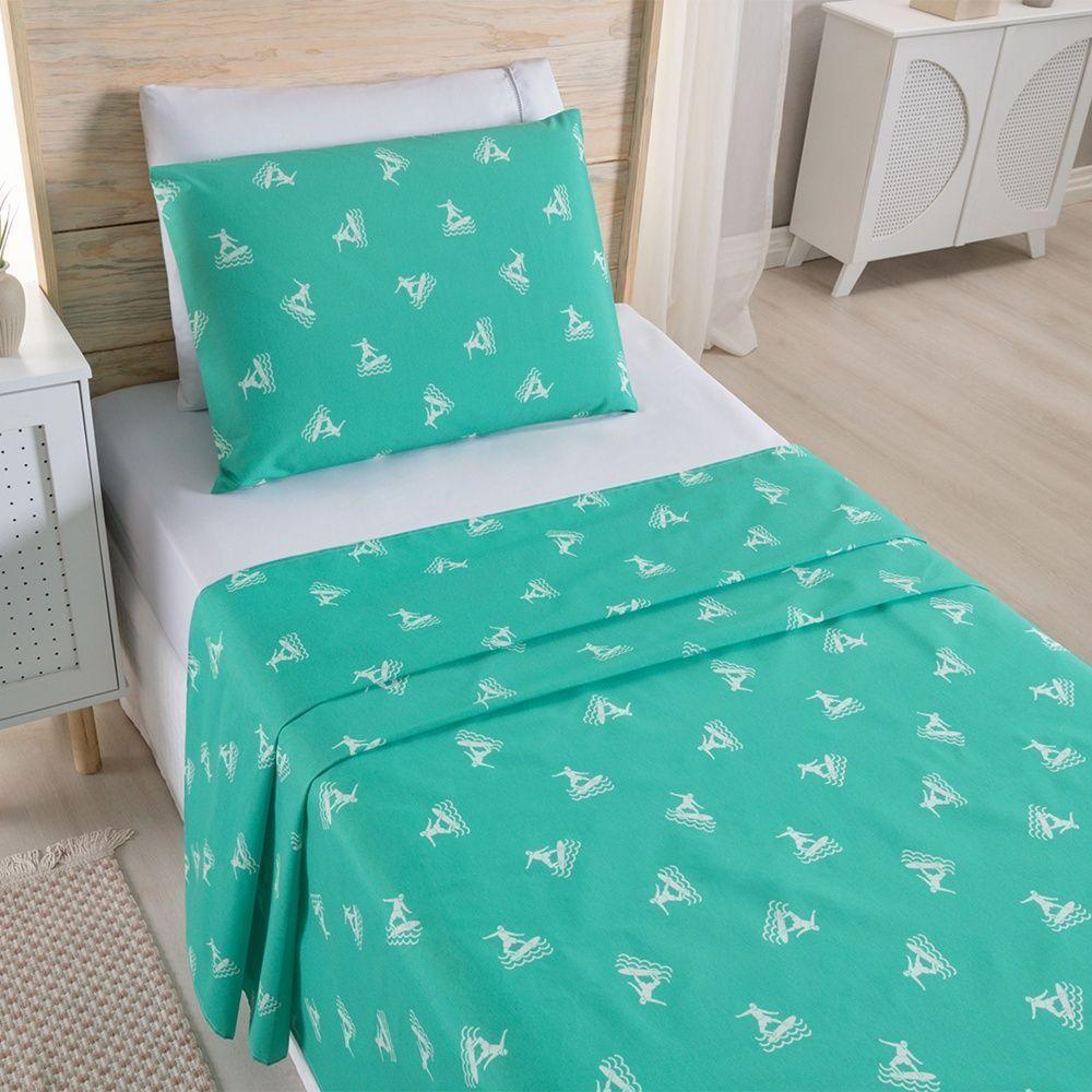 Jogo De Lençol 3 Peças Solteiro Percal 180 Fios Homme 60% Algodão 40% Poliéster - Liberty Azul Ocean - 2