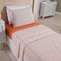 Jogo De Lençol 3 Peças Solteiro Percal 180 Fios Homme 60% Algodão 40% Poliéster - Lilith Laranja
